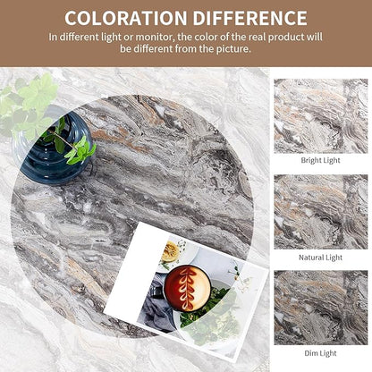 31.5" Modern Round Coffee Table,Small Coffee Tables Center Table with Metal Legs Marble-Patterned Tabletop for Living Room Office Apartment,Easy to Assemble, Grey Marble