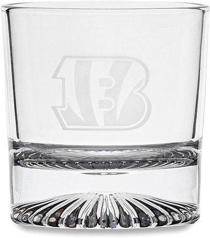 The Memory Company Officially Licensed NFL Wood Boxed Drinkware Set - 2 Premium Rocks Glasses with Laser-Etched Team Logo & Reusable cooling cubes, Whiskey & Cocktail Gift Set for Football Fans