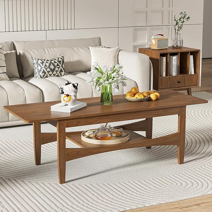 Coffee Table with Lifting Top, Rectangle Wood Lift Top Coffee Table with Open & Hidden Storage, Mid Century Pull up Center Tables for Living Room, Office (Walnut)