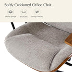 Load image into Gallery viewer, HULALA HOME Solid Wood Office Chair with Rocking Function, Comfy Fabric Desk Chair with Bent Wood and Metal Base, Height Adjustable Swivel Computer Task Chair, Tan