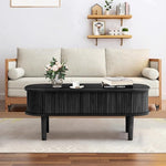 Load image into Gallery viewer, Fluted Lift Top Coffee Table with Hidden Compartment, Fully Assembled Wooden Center Table, Modern Oval Lift Tabletop for Home Living Room Office, Black