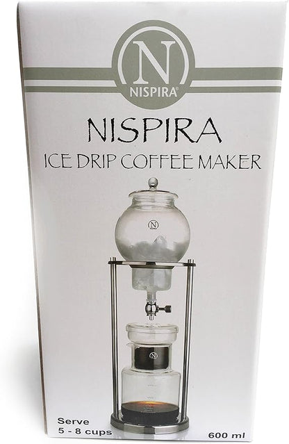 Nispira Luxury Ice Cold Brew Dripper Coffee Maker in Stainless Steel and Borosilicate Glass, 600 ml Silver