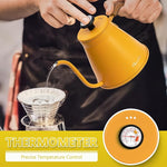 Load image into Gallery viewer, Harriet Gooseneck Kettle with Thermometer for Pour Over Coffee and Tea, 37 fl oz, Stainless Steel, Durable 3-Layer Base, Ideal Spout for Precision Pouring, Compatible with all Stove Tops, Yellow