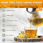 Load image into Gallery viewer, FreshDrinkUS, Premium 35 Tulsi Lemon Ginger Tea Bags, 100% Natural &amp; Pure from Tulsi Holy Basil Leaves, Lemon and Ginger. Made with Natural Material Tea Bags. No Sugar, No Caffeine, Vegan.