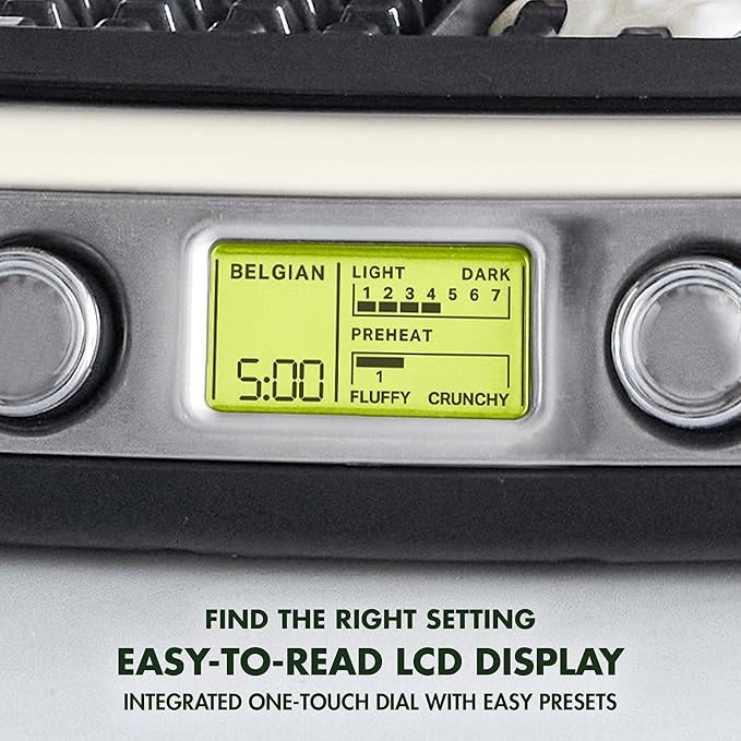 GreenPan Elite 4-Square Belgian & Classic Waffle Maker,Healthy Ceramic Nonstick Dishwasher Safe Plates, Adjustable Shade/Crunch Control, Wont Overflow, Easy Cleanup Breakfast, PFAS-Free, White