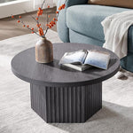 Load image into Gallery viewer, SICOTAS Round Coffee Table for Living Room, Mid Century Modern Fluted Center Coffee Table with Storage, 32" Circle Accent Tea Dining Table for Apartment, Dark Grey Alder