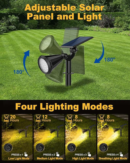 Outdoor Solar Spot Lights, 6 Pack IP65 Waterproof Spotlights with 4 Modes, Auto On/Off Solar Landscape Lights for Flood, Wall, Pathway (Warm White)