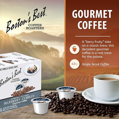 Boston’s Best - Blueberry Cobbler Flavored Coffee Blend, Dessert Gourmet Compatible with Keurig Coffee Maker, 1 Count (42 Single Serve Medium Roast Cups)