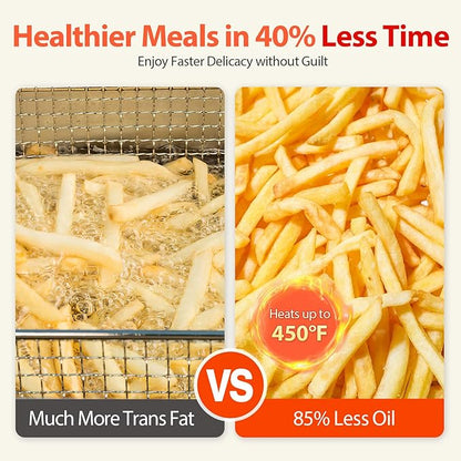 Air Fryer, Beelicious 8-in-1 Smart Compact 4QT Air Fryers, with Viewing Window, Shake Reminder, 450°F Digital Airfryer with Flavor-Lock Tech, Dishwasher-Safe & Nonstick, Fit for 1-3 People, Black