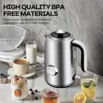 Load image into Gallery viewer, Pukomc Electric Kettle,1.7L Stainless Steel Electric tea kettle with Temperature Gauge, Fast Boiling, Auto Shut - off, BPA - Free, Boil - Dry Protection, (Silver)
