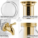 Load image into Gallery viewer, Zulay Kitchen 1.5 Liter Cold Brew Coffee Maker with EXTRA-THICK Glass Carafe &amp; Stainless Steel Mesh Filter - Premium Iced Coffee Maker, Cold Brew Pitcher &amp; Tea Infuser (Gold)