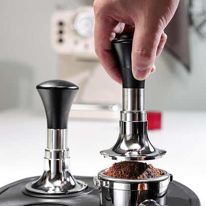 54mm Espresso Tamper【24lb~35lbs Self-Adjustable with Sound Feedback】with Calibrated Spring Loaded for Breville - Self Leveling Stainless Steel Flat Base