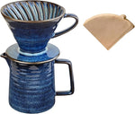 Load image into Gallery viewer, Pour Over Coffee Maker,Ceramic Coffee Maker With 40 pcs V60 Paper Filter，15oz/450ml Pour Over Coffee Dripper (Starry Blue, V02)