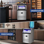 Load image into Gallery viewer, 160LBS/24H High Output - Commercial Ice Maker Machine - 55 Clear Ice Cubes/Round (11-20 Mins), 35LBS Storage, Stainless Steel Undercounter/Freestanding for Home/Bar/Outdoor