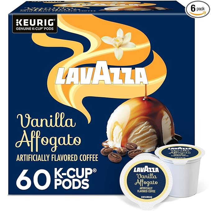 Lavazza Vanilla Affogato Coffee, Single Serve Keurig K-Cup Pods, Flavored Coffee, 60-Count Box (6 Packs of 10)