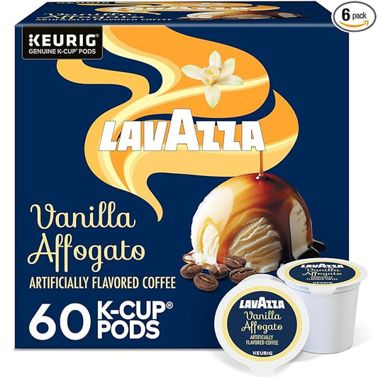 Lavazza Vanilla Affogato Coffee, Single Serve Keurig K-Cup Pods, Flavored Coffee, 60-Count Box (6 Packs of 10)