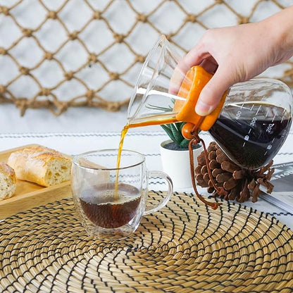 SOTECH Pour Over Coffee Maker Set Portable Pour Over Set-Manual Coffee Grinder Heatproof Glass Coffee Dripper for Traveling Camping