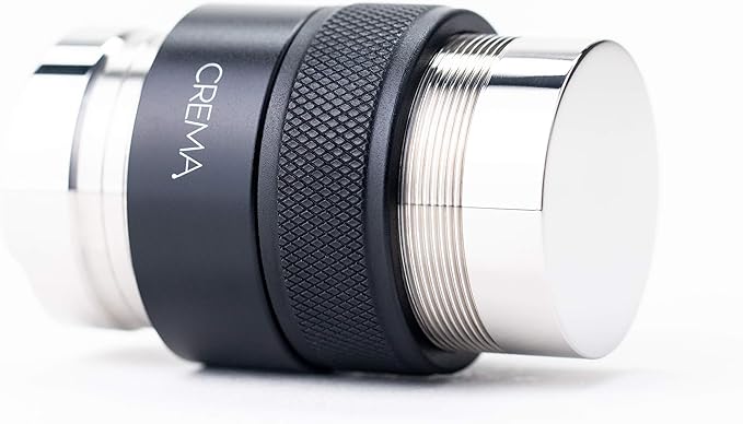 Crema Coffee Products 39.25mm Hand Tamper & Coffee Distributor V2 | Compatible with Breville Portafilters | Double-Sided, Adjustable Depth Tool | Made with Durable 304 Stainless Steel | Black