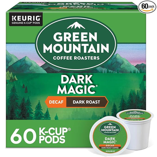 Green Mountain Coffee Dark Magic Decaf, Keurig Single Serve K-Cup Pods, Dark Roast Coffee, 60 Count, (6 Packs of 10)