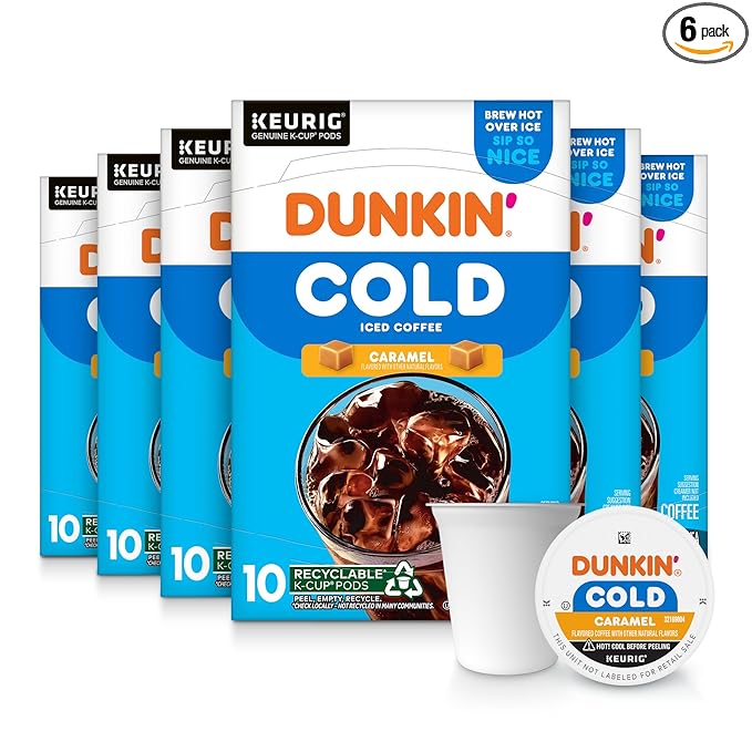 Dunkin' Cold Caramel Flavored Coffee, 60 Keurig K-Cup Pods