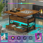 Load image into Gallery viewer, Itaar 40" Lift Top Coffee Table, 4 in 1 Coffee Tables with Storage for Living Room, Small Farmhouse Coffee Table with 2 Drawers &amp; LED Light for Dining Reception Room, Rustic Brown