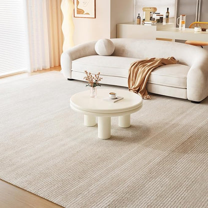 Modern Coffee Table, Round Coffee Table with Dual-Layered Table Tops, Cream White Living Room Center Table for Bedroom, Office, Small Spaces, Easy to Assemble