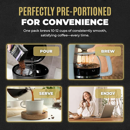 Colonial Coffee 12 Count Single Pot Coffee Packets – Assorted Variety Pack, Medium & Dark Roast Blends | Pre-Measured Frac Packs for 12 Cup Maker | Bulk Ground Gourmet Coffee for Home & Office