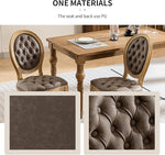 Load image into Gallery viewer, Vintage French Country Dining Chairs Set of 2, PU Leather Dining Chairs with Solid Wood Legs, Brown Upholstered Dining Chair, Sillas para Comedor, Kitchen &amp; Dining Room Chair (Brown, PU, 2Pcs)