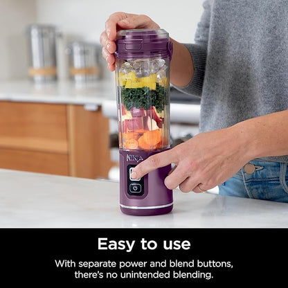 Ninja BC151PR Blast Portable Blender, Cordless, 18oz. Vessel, Personal Blender-for Shakes & Smoothies, BPA Free, Leakproof-Lid & Sip Spout, USB-C Rechargeable, Dishwasher Safe Parts, Passion Fruit