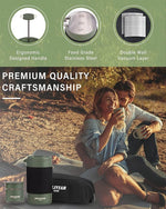 Load image into Gallery viewer, POLIVIAR French Press Coffee Maker, 12 oz Portable French Press with Mini Canister and Collection Bag, Double Wall Insulation &amp; Dual- Filter Screen, Food Grade Stainless Steel for Coffee