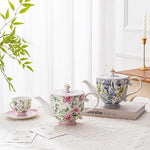Load image into Gallery viewer, Flower Ceramic Teapot，28.7oz Blue Flower Teapot for Tea Party, Women's Gathering, Family Gathering (Pink)