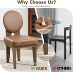 Load image into Gallery viewer, Mid-Century Modern Walnut Dining Chairs Set of 4, Vintage Brown Leather Wooden Kitchen Chairs, Retro Upholstered PU Cushioned Seat with Curved Backrest, Armless Accent Side Chair for Bedroom