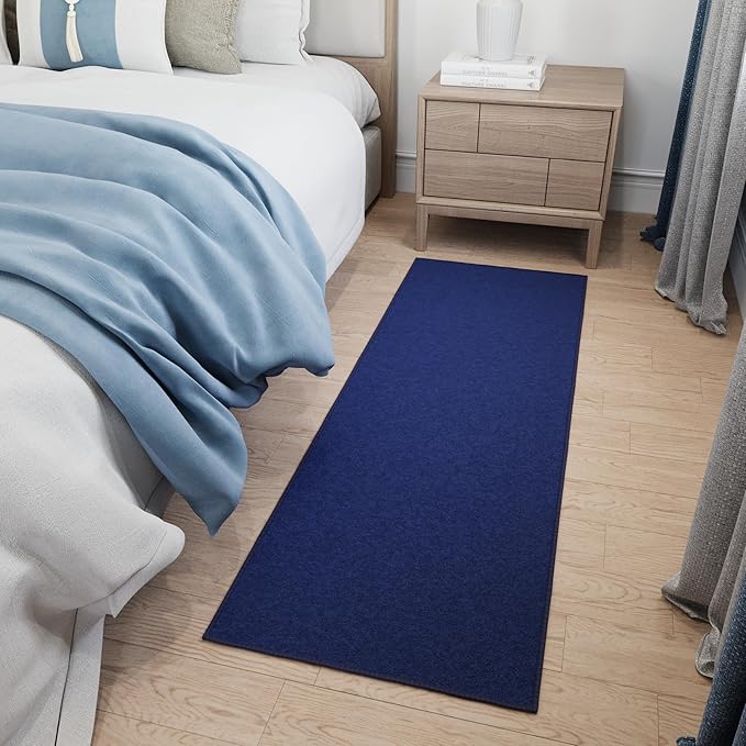Ottomanson Hallway Runner Rug 20" x 59" Non Slip Solid Area Rugs Easy to Clean Laundry Rug Runner Durable & Pet Friendly Floor Carpet Runners for Hallways Entryway Living Room Kitchen, Navy