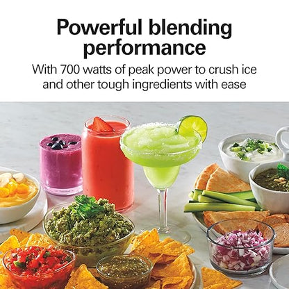 Hamilton Beach Power Elite Blender for Smoothies with 3-Cup Vegetable Chopper, Mini Food Processor, 40oz Glass Jar, 12 Functions for Puree, Ice Crush, Black and Stainless Steel (58149)