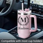 Load image into Gallery viewer, Ships Next Day,Birth Flower 40 Oz Tumbler with Handle and Straw, Personalized Tumbler with Name Insulated Cup Reusable Stainless Steel Water Bottle Travel Mug Christmas Birthday Gifts for Women