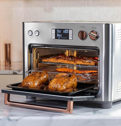 Café Couture Oven with 14 essential cooking modes, including Air Fry, CrispFinish, Bake, Broil, Roast, Toast, Pizza, WiFi & Smart Connected, Voice Control, Countertop Small Appliances, Steel Silver