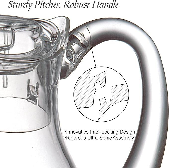 Amazing Abby - Droply - Plastic Pitcher (64 oz, 2 Quart), Clear Water Pitcher with Lid, Fridge Jug, BPA-Free, Shatter-Proof, Great for Iced Tea, Sangria, Lemonade, Juice, Milk, and More