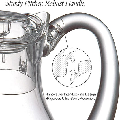Amazing Abby - Droply - Plastic Pitcher (64 oz, 2 Quart), Clear Water Pitcher with Lid, Fridge Jug, BPA-Free, Shatter-Proof, Great for Iced Tea, Sangria, Lemonade, Juice, Milk, and More
