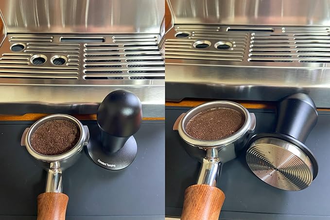58mm Espresso Tamper 30lbs Calibrated Coffee Tamper Stainless Steel Base Compatible with Rancilio, Gagia Breville E61 GroupHead Bottomless Portafilter Tamper-Ripple Base, Black
