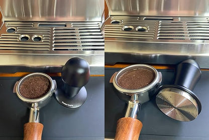 58mm Espresso Tamper 30lbs Calibrated Coffee Tamper Stainless Steel Base Compatible with Rancilio, Gagia Breville E61 GroupHead Bottomless Portafilter Tamper-Ripple Base, Black