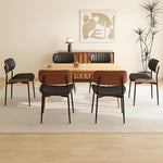 Load image into Gallery viewer, Modern PU Leather Dining Room Chairs Set of 6, Upholstered Kitchen Chairs with Walnut Bentwood Back and Metal Legs Adjustable Feet for Kitchen Dining Room(Balck)