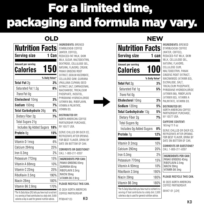 Starbucks Tripleshot Coffee Energy Drink, Dark Caramel, 11 fl oz Cans (12 Pack), Triple Blend, 165mg Caffeine, B Vitamins, Protein, Iced Coffee (Packaging and Formula May Vary)