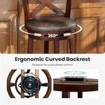 Load image into Gallery viewer, PHI VILLA 30 inch Bar Height Stools Set of 4, Swivel Bar Stools Faux Leather Barstool with Back, Wooden Bar Height Chairs, Dark Brown Kitchen Stools