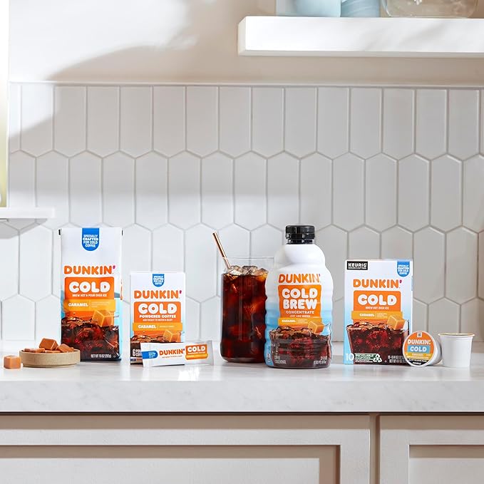 Dunkin' Cold Caramel Flavored Coffee, 10 Keurig K-Cup Pods