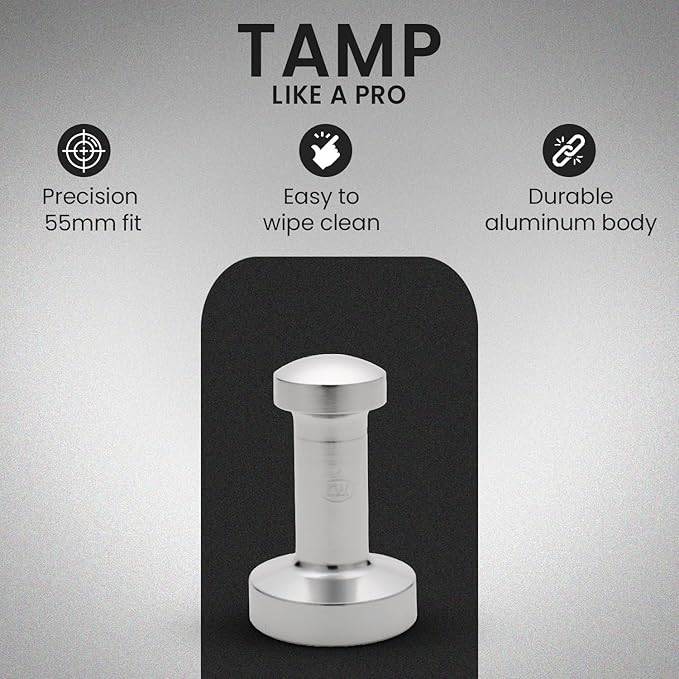 Rattleware Premium Aluminum Espresso Tamper (55 mm) - Ideal for Baristas & Coffee Lovers - Sleek Material & Design - Ultimate Tamping Precision & Consistency