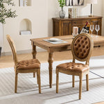 Load image into Gallery viewer, Vintage French Country Dining Chairs Set of 2, PU Leather Dining Chairs with Solid Wood Legs, Orange Upholstered Dining Chair, Sillas para Comedor, Kitchen &amp; Dining Room Chair (Orange, PU, 2Pcs)