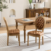 Vintage French Country Dining Chairs Set of 4, PU Leather Dining Chairs with Solid Wood Legs, Orange 4 Dining Chair Set, Sillas para Comedor, Kitchen & Dining Room Chair (Orange, PU, 4Pcs)