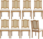 Load image into Gallery viewer, Vintage French Country Dining Room Chairs Set of 8, Rattan Dining Chairs with a Designer Backrest, Upholstered Dining Chair, Sillas para Comedor, Kitchen &amp; Dining Room Chair (Beige, Rattan, 8Pcs)