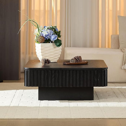 KEVINSPACE Lift Top Coffee Table Square Coffee Tables for Living Room Furniture Small CoffeeTable with Large Hidden Storage Center Table Mid Century ModernTable Rustic Black 35.43" W x14.57-24.5" H