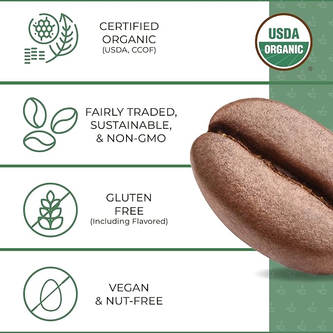 The Bean Organic Coffee Company Water Processed DECAF IL Chicco (Traditional Italian Roast), Dark Roast, Ground Coffee, 16-Ounce Bags (Pack of 2), Café Molido Tostado Orgánico descafeinado